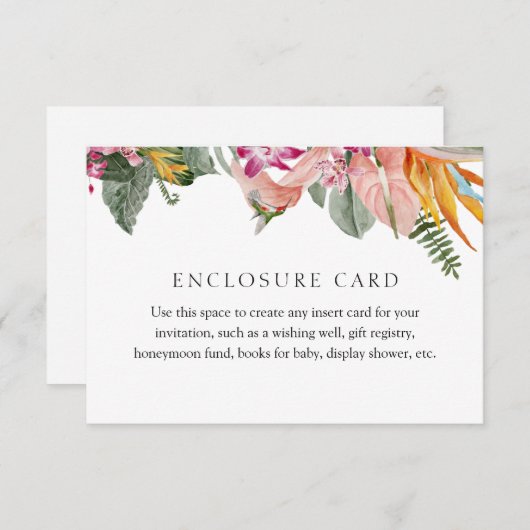 Enclosure de carte d'insertion tropicale (Devant / Derrière)