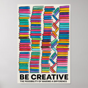 Encouragement Colorful Stacks of Books Poster