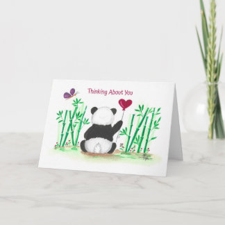 Encouragement Panda Bamboo Butterfly Heart Balloon Kaart