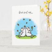 Encourager carte d'amitié mignon dessin de mouton. (Fleur jaune)