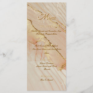 Encre Alcool Rose Paillettes Or Élégant Menu Plat