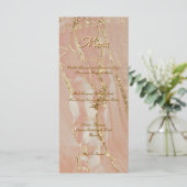 Encre Alcool Rose Paillettes Or Élégant Menu Plat (Debout devant)