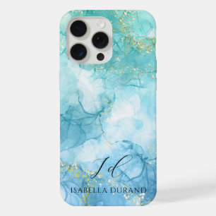Encre aquarelle bleue turquoise Paillettes Personn