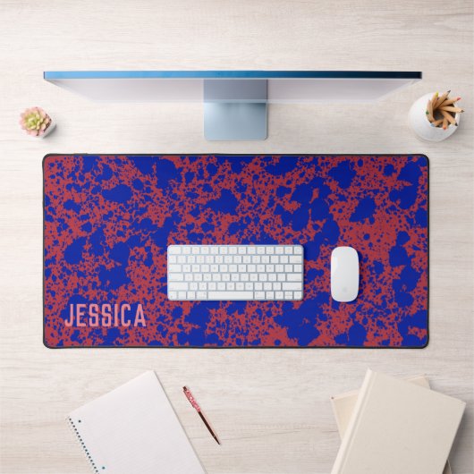 Encre bleue sur rouge simple moderne (Bureau 1)