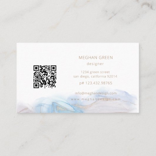 Encre d'alcool bleu éthérée Carte de visite modern (Dos)