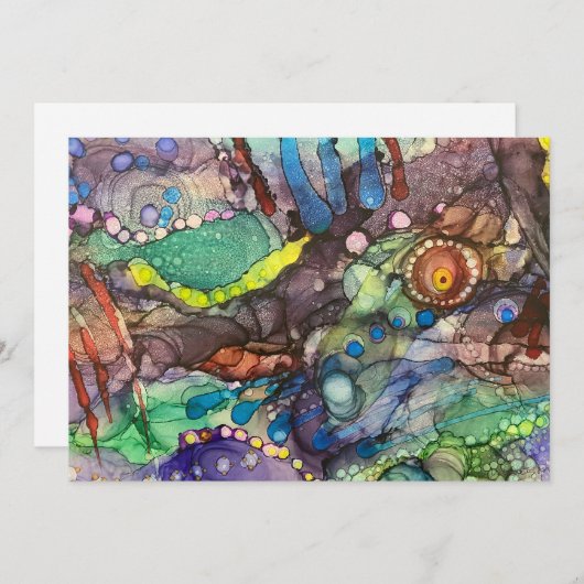 Encre d'alcool colorée sauvage Carte blanche d'art (Devant / Derrière)