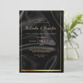 Encre d'alcool faire-part de mariage Black Gold (Debout devant)