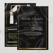 Encre d'alcool faire-part de mariage Black Gold (Devant / Derrière)