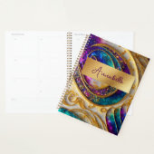 Encre d'alcool moderne Abstraite violet et or (Devant avec enveloppe)