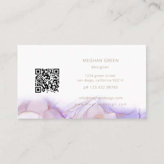 Encre d'alcool pourpre éthérée Carte de visite mod (Dos)