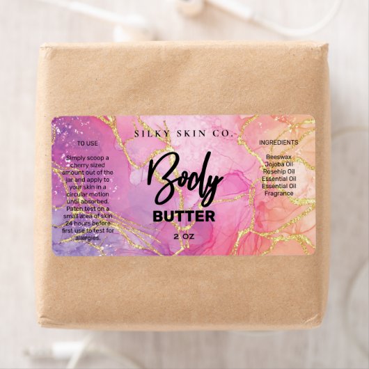 Encre D'Alcool Rose Et Or Corps Beurre Étiquettes (En situation)