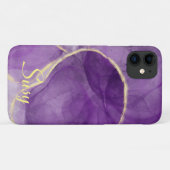 Encre d'alcool violet Art Abstrait Iphone 11 Coque (Dos (Horizontal))
