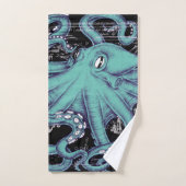 Encre de carte vintage Turquoise Octopus (Serviette à main)