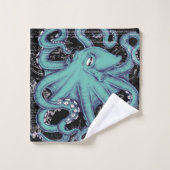 Encre de carte vintage Turquoise Octopus (Gant de toilette)