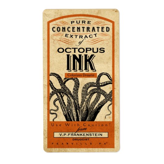 ENCRE D'OCTOPUS APOTHECQUE vintage | ÉTIQUETTE HAL (Devant)