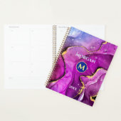 Encre liquide rouge violet et or, monogramme et no (Devant avec enveloppe)