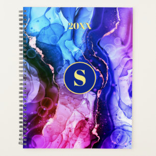 Encre Liquide Violet Rouge Bleu, Monogramme & Anné