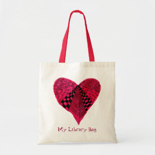 Encrez le sac mignon de bibliothèque de coeur de