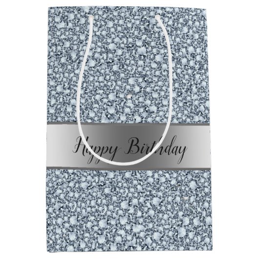 Encrusted Diamonds Look- Happy Birthday Medium Cadeauzakje (Voorkant)