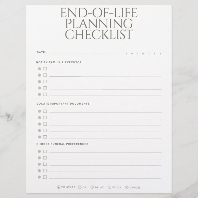 End-of-Life Planning Checklist Briefhoofd (Voorkant)