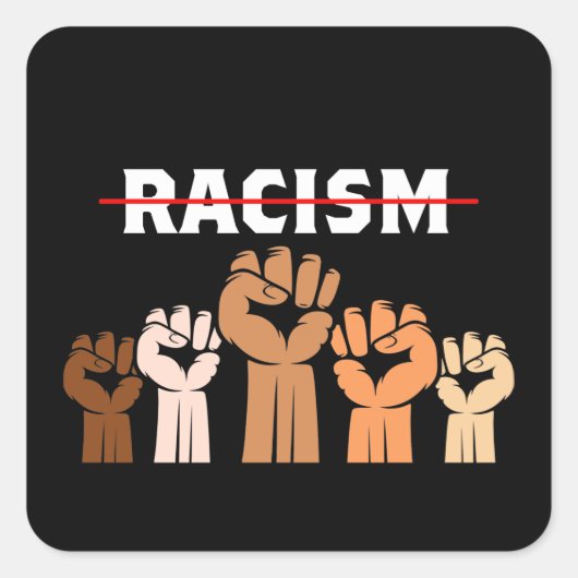 End Racisme Multi Shade Fists Sticker (Voorkant)