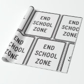 End School Zone Traffic Sign Cadeaupapier (Uitgerold)