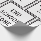 End School Zone Traffic Sign Cadeaupapier (Hoek)