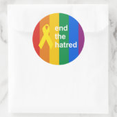 end the hatred ronde sticker (Tas)