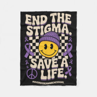End The Stigma Save A Life Groovy Overdose Awarene Fleece Deken
