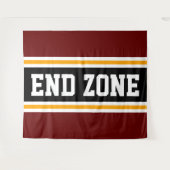 END ZONE Fun Bold Rood Wit Gele Strepen Wandkleed (Voorkant (horizontaal))