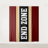 END ZONE Fun Bold Rood Wit Gele Strepen Wandkleed (Voorkant)