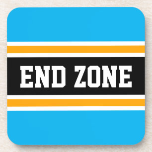 END ZONE Fun Bright Sky Blue Yellow Black Stripes Bier Onderzetter
