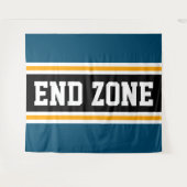 END ZONE Fun Sportief Blauwgroen Zwart Geel Strepe Wandkleed (Voorkant (horizontaal))