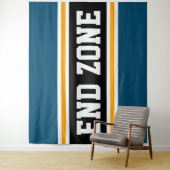 END ZONE Fun Sportief Blauwgroen Zwart Geel Strepe Wandkleed (In situ)