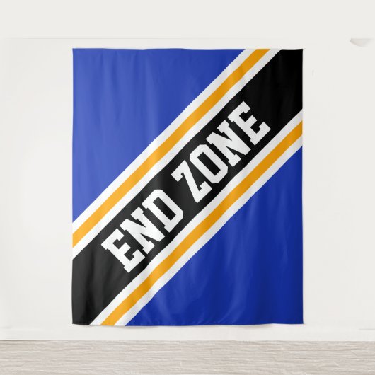 END ZONE Royal Blue Yellow Black Slant Stripes Wandkleed (Voorkant)