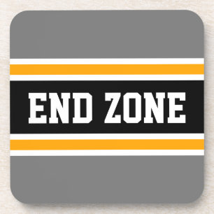 END ZONE Sportief Grijs Geel Zwart Football Strepe Bier Onderzetter