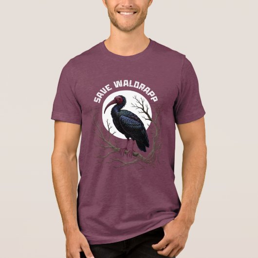 Endangered birds: waldrapp or nortern bald ibis Tri-Blend shirt (Voorkant)