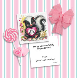 Endearing Be Mine Skunk Classroom Valentine Notitiekaartje