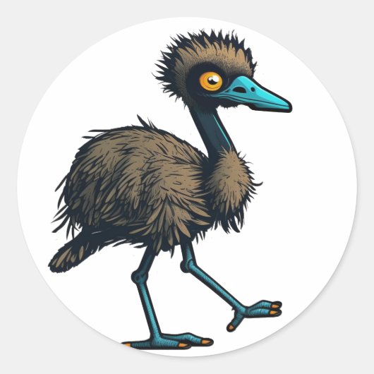 Endearing Emu Ronde Sticker (Voorkant)