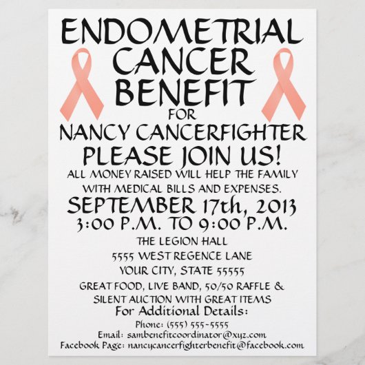 Endometrieke Cancer Ribbon Benefit Flyer (Voorkant)