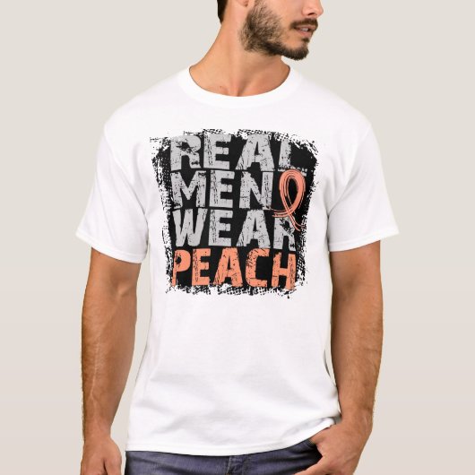 Endometrieke kanker Echte Mannen Draag Peach T-shirt (Voorkant)