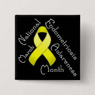 Endometriose bewustzijn maand vierkant donkere But Vierkante Button 5,1 Cm