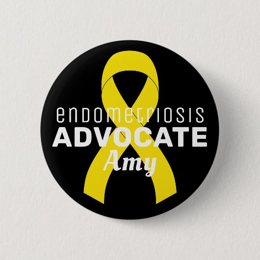 Endometriosis Advocate Ribbon Black Button (Voorkant)