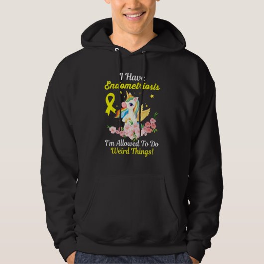 Endometriosis Awareness  Unicorn Yellow Ribbon Sup Hoodie (Voorkant)