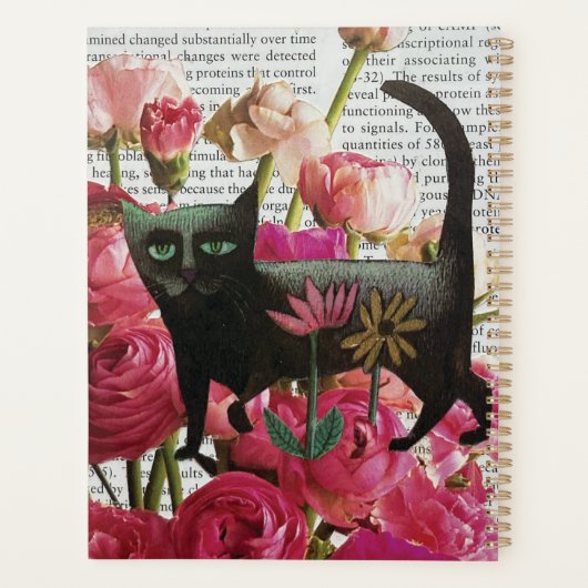 Endormez-vous pour rêver Chat noir Fleurs roses ch (Dos)