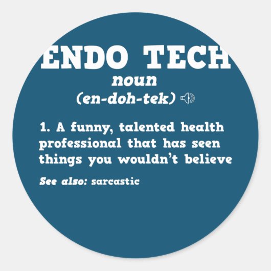 Endoscopie Tech Sarcastic Definition Endo Nurse Ronde Sticker (Voorkant)