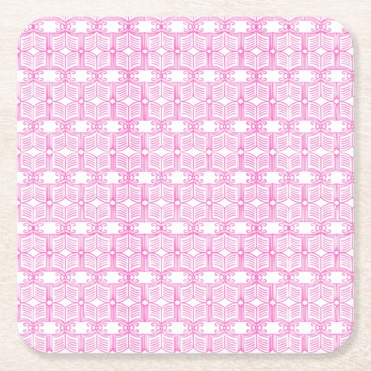 Endpaper Book Pattern Vierkante Kartonnen Onderzetter (Voorkant)