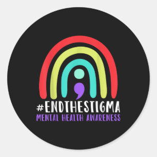 #endthestigma - Semicolon voor bewustwording van g Ronde Sticker