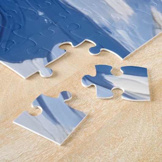 Energetic Boxer Dog Leaping in Winter Snow Fun Legpuzzel (Zijkant)