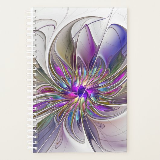 Energetic, Colorful Abstract Fractal Art Flower Planner (Voorkant)